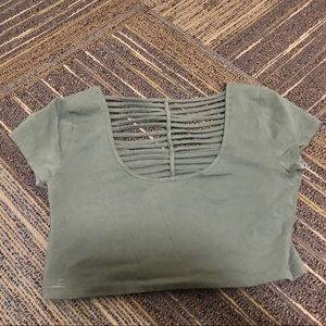 Green Charlotte Russe Crop top with Strappy Back